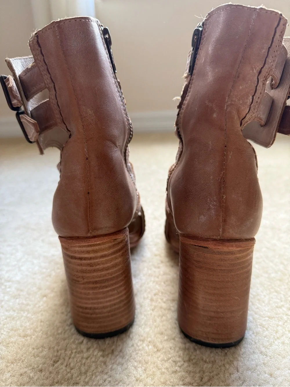 Freebird by Steven Tiara Leather Gladiator Heels Size 6 Brown
